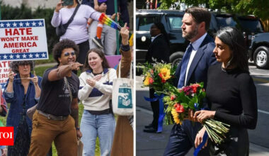 'You're a coward, protect kids not guns': JD Vance heckled outside Minneapolis church visit; protesters chant 'do better' beside pride flag