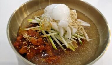 It’s still hot enough to enjoy traditional Korean cold noodles