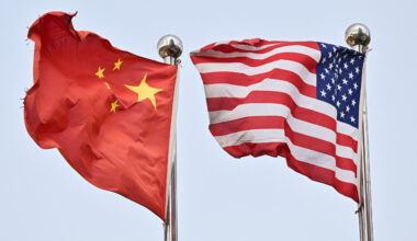 Chinese and U.S. flags