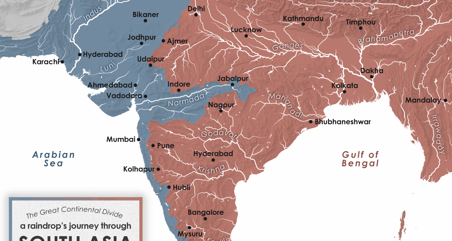 A Raindrop's journey through South Asia [OC]