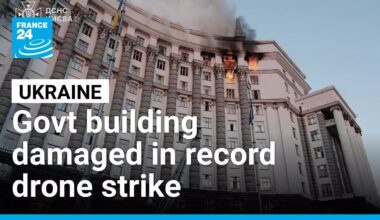 Record Russian drone attack pounds Ukraine, damaging government building • FRANCE 24 English