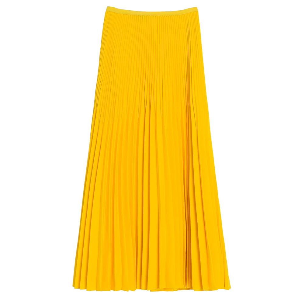 Pleated Maxi Skirt in Lemon