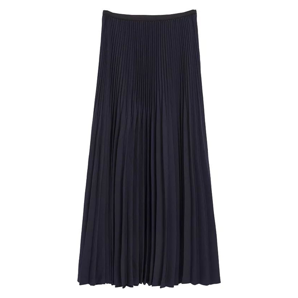 Pleated Maxi Skirt in Navy