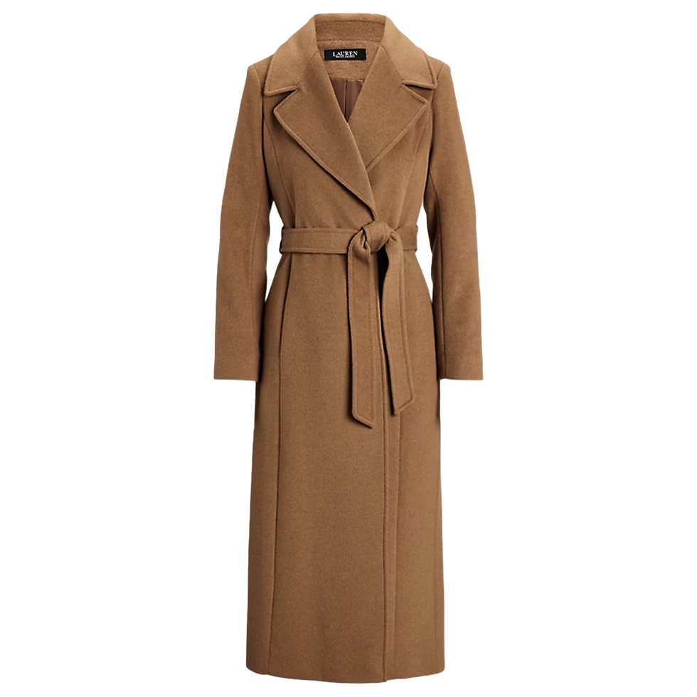 Belted Wool-Blend Wrap Coat