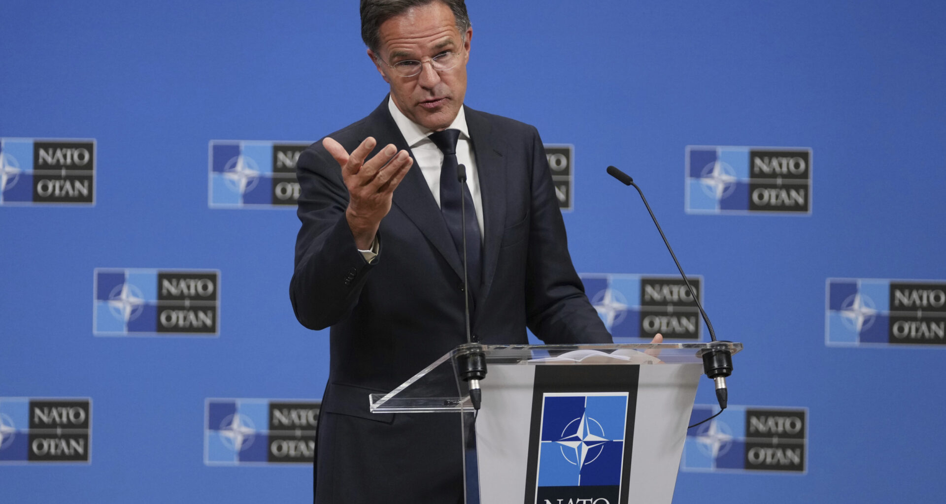 NATO Secretary General Mark Rutte addresses media