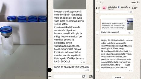 ”Reta kynät 300 € kpl” – tällaisin viestein ryhmässä mainostettiin laihdutuslääkkeitä.