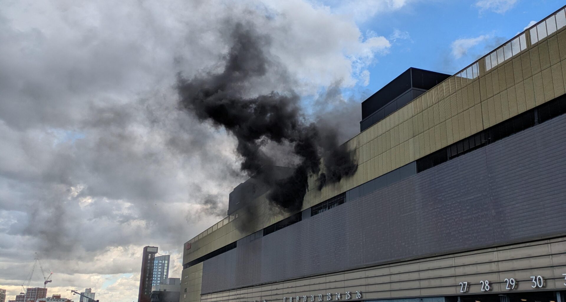 Westfield Stratford car park is on fire