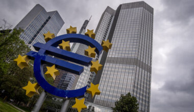 FILE - The Euro sculpture stands in front of the former headquarters of the European Central Bank (ECB) in Frankfurt, Germany, May 23, 2023. (AP Photo/Michael Probst, File)