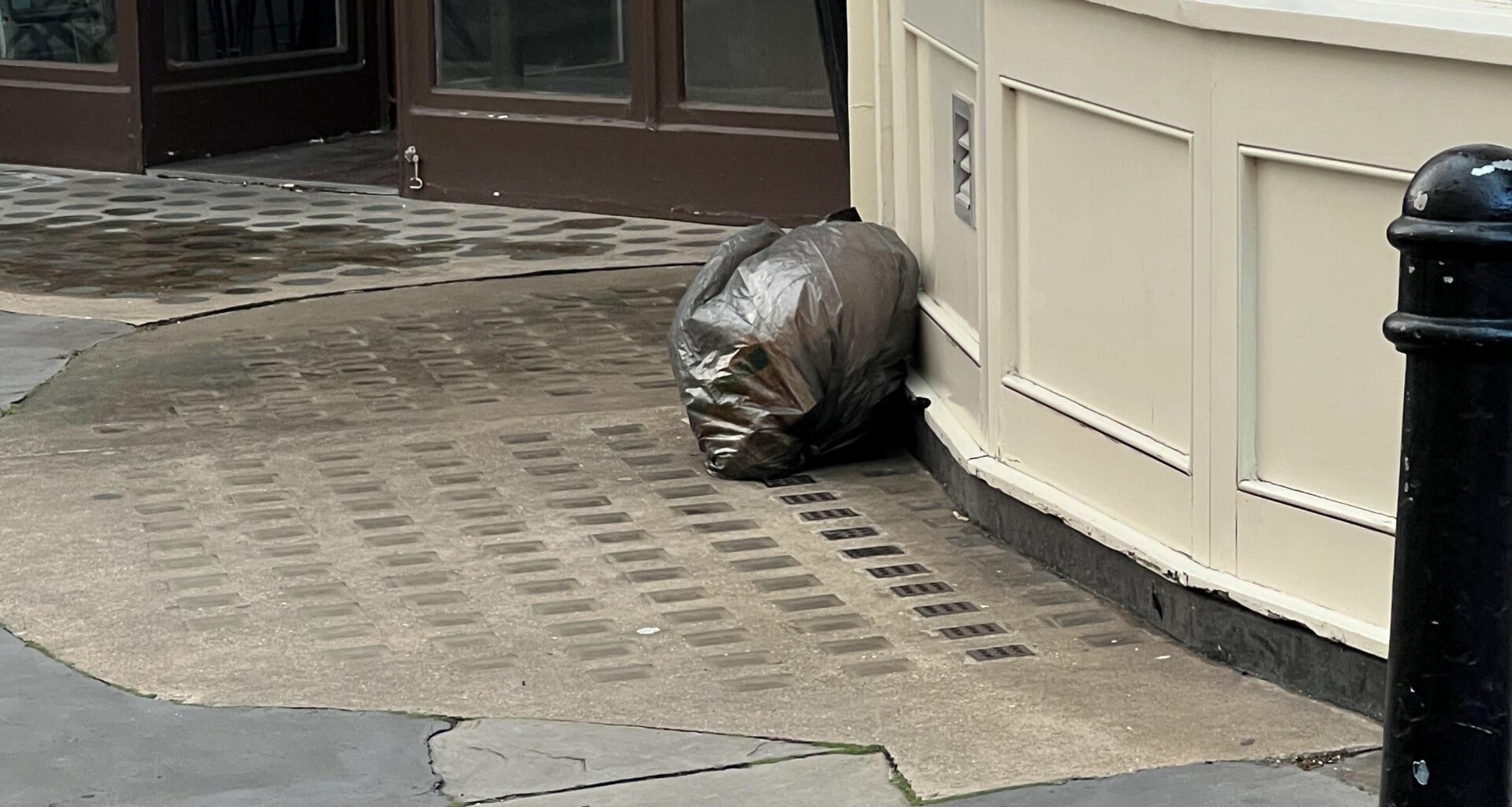 Just another Monday in London, even for the bin bags.