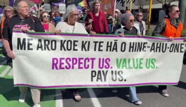 Protestors march against Government's pay equity changes