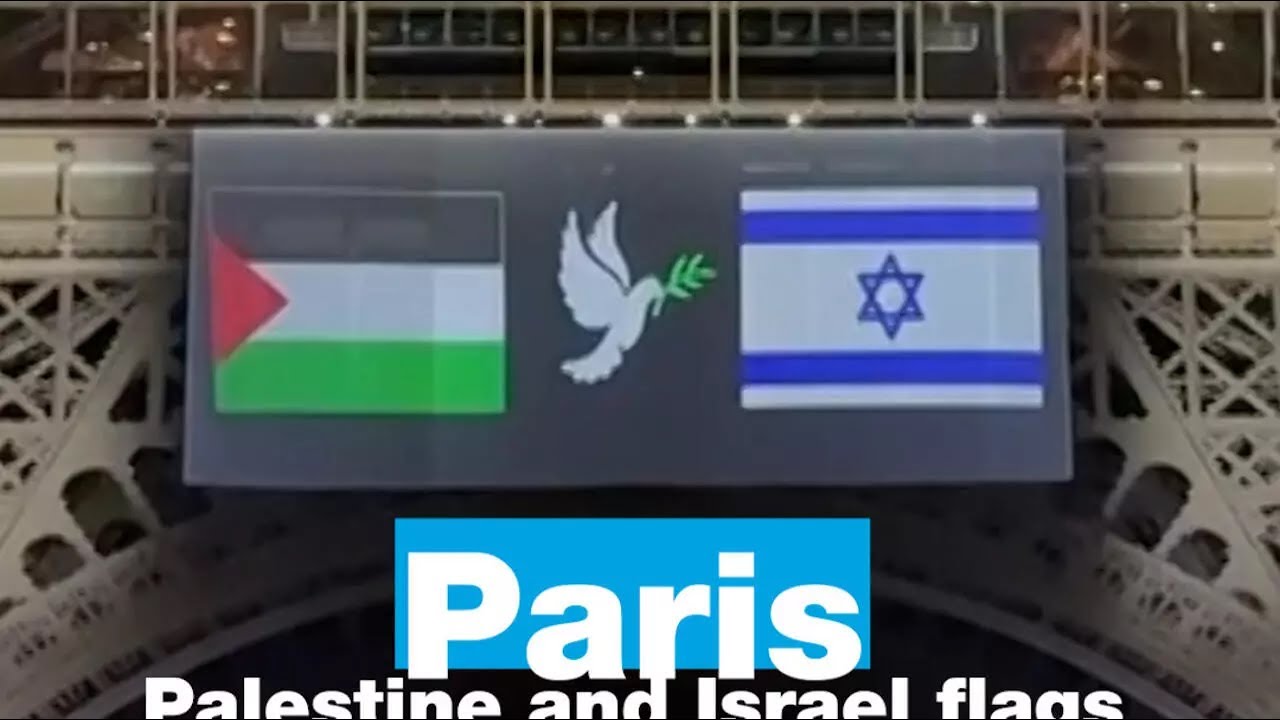 Palestinian and Israeli flags projected onto the Eiffel Tower • FRANCE 24 English