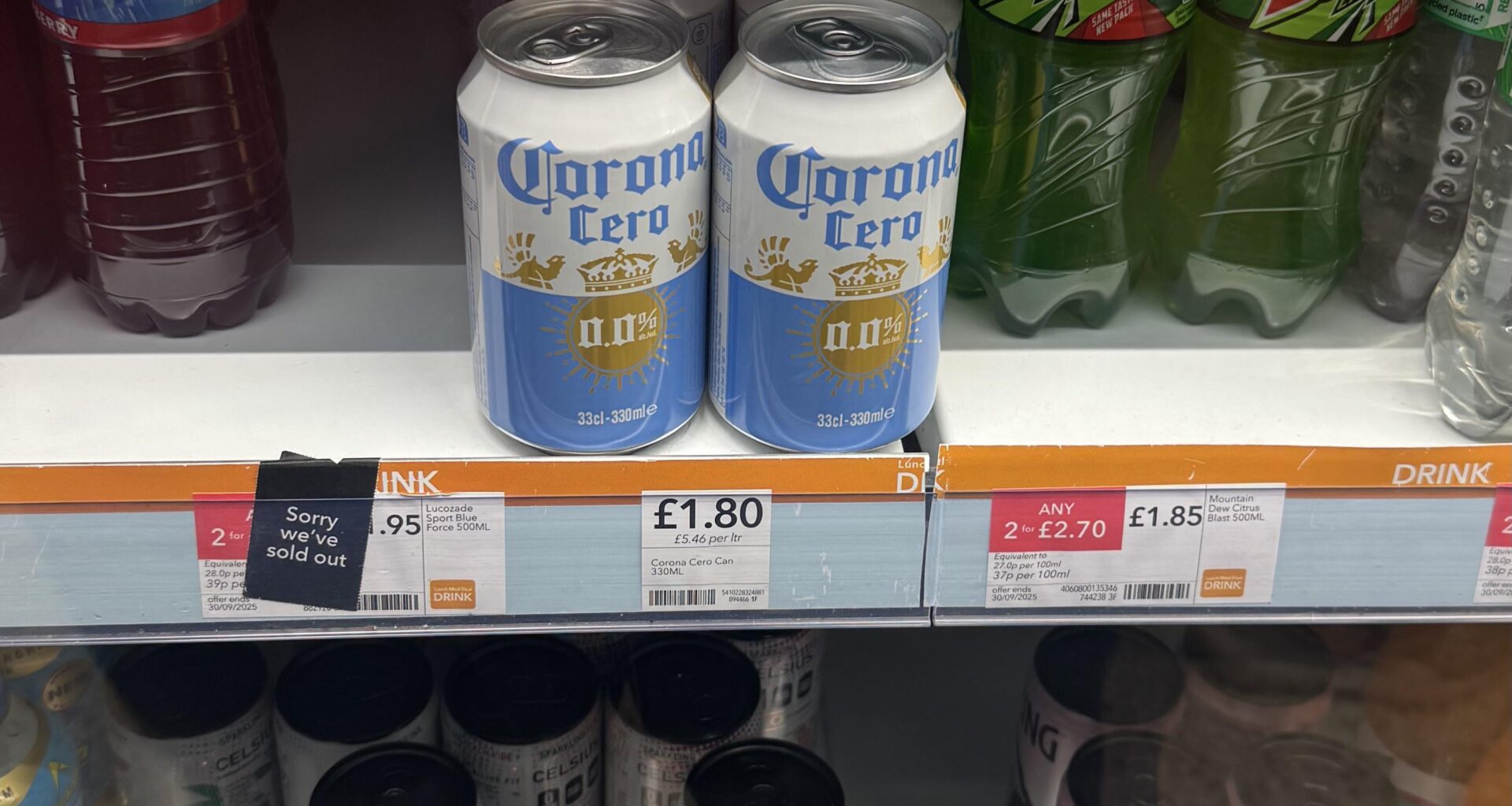 You can now get alcohol free beer as part of your Co-op meal deal.