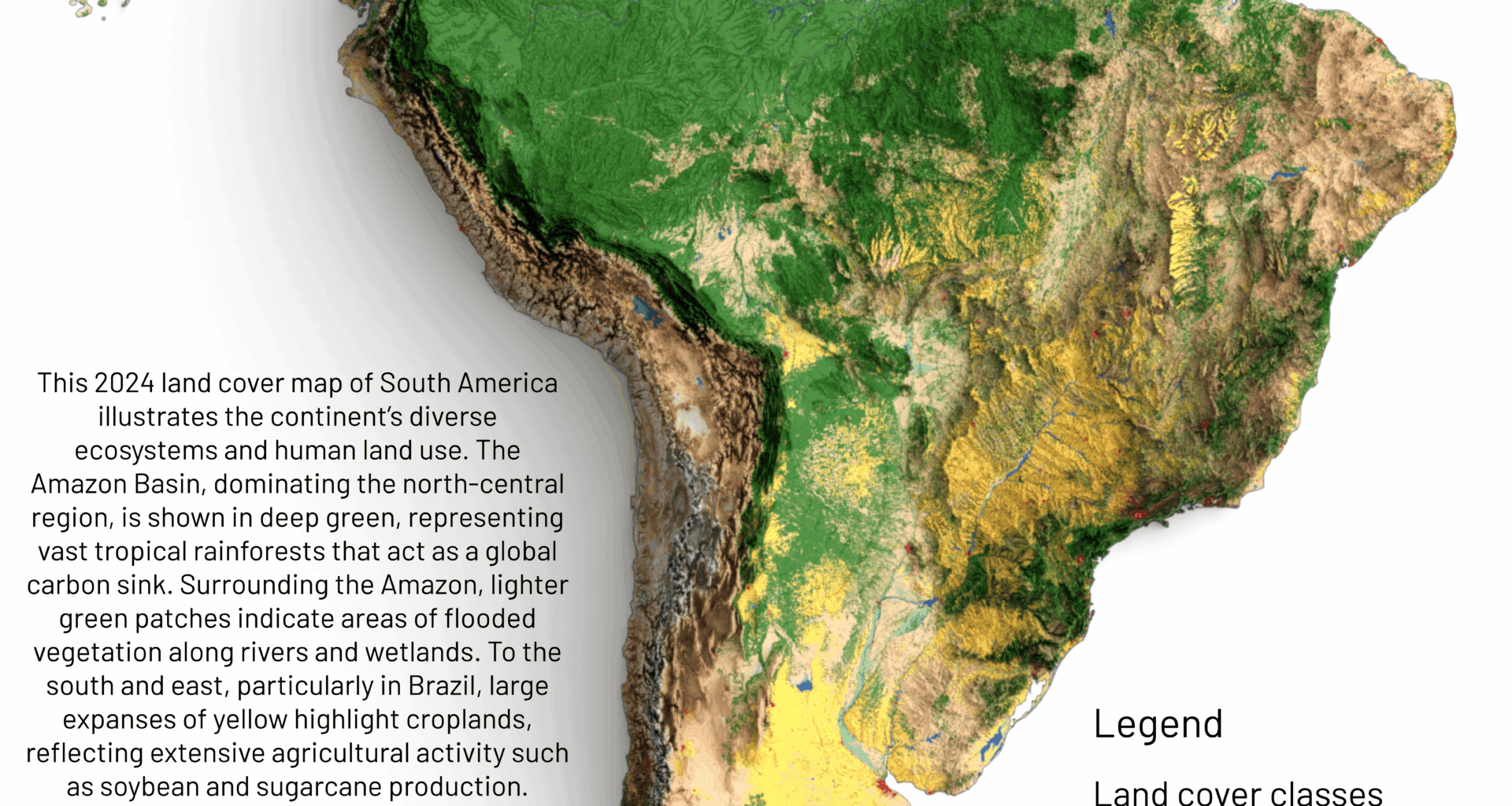 [OC] South America Landcover Map 2024 🌎