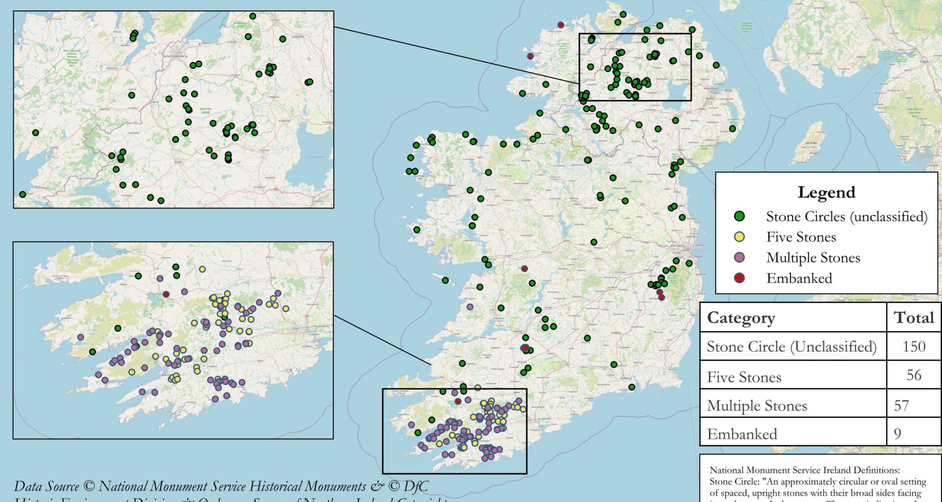 Distribution of Stone Circles in Ireland