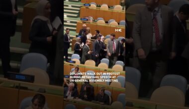 UN delegates walk out during Netanyahu’s speech at UN meeting