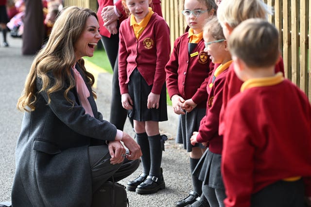 Princess of Wales chats with young school children