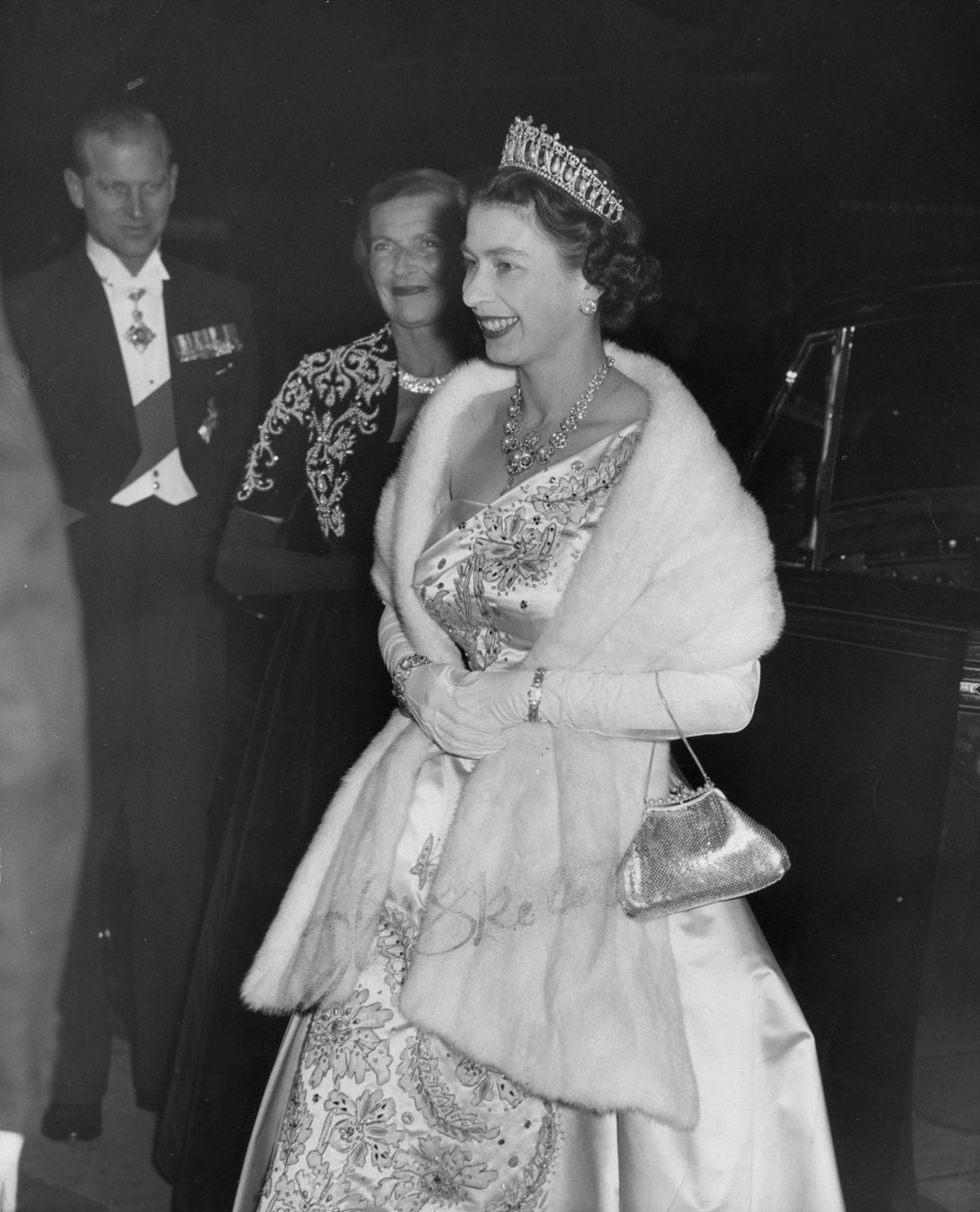 Queen Elizabeth II, with the Duke of Edinburgh and Lady Mountbatten, attends the premiere of the film Dunkirk in Leicester Square, March 1958 (PA Images/Alamy)