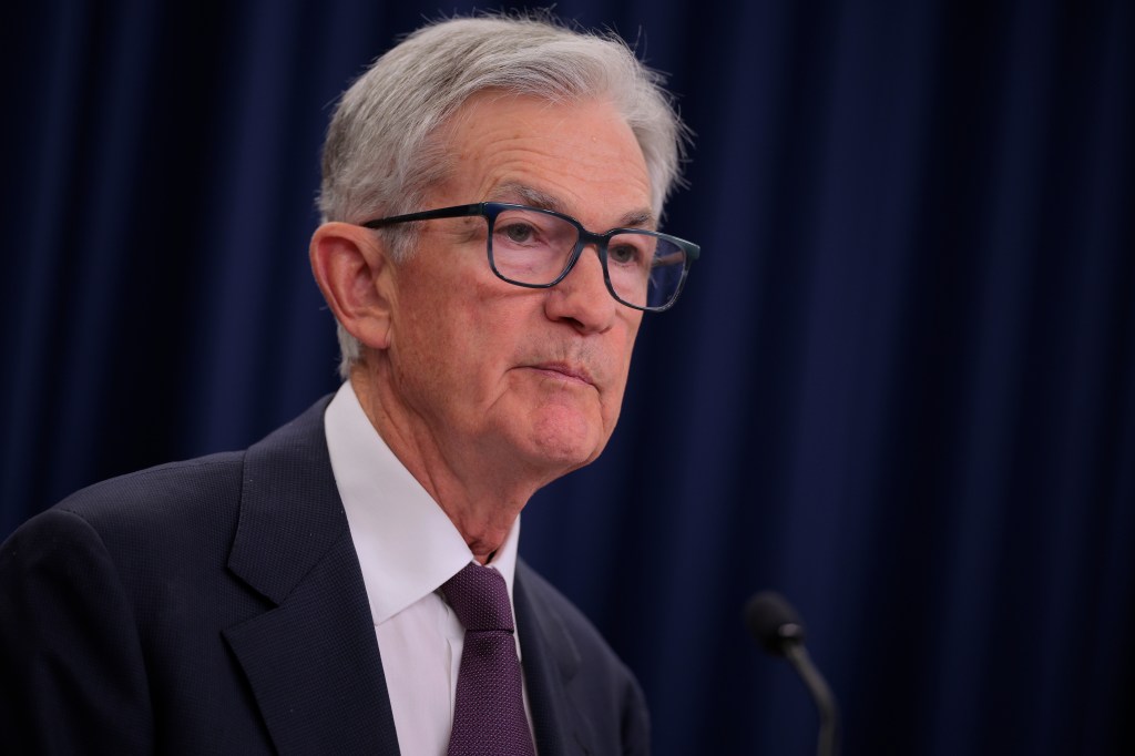 Federal Reserve Chair Jerome Powell at a news conference.
