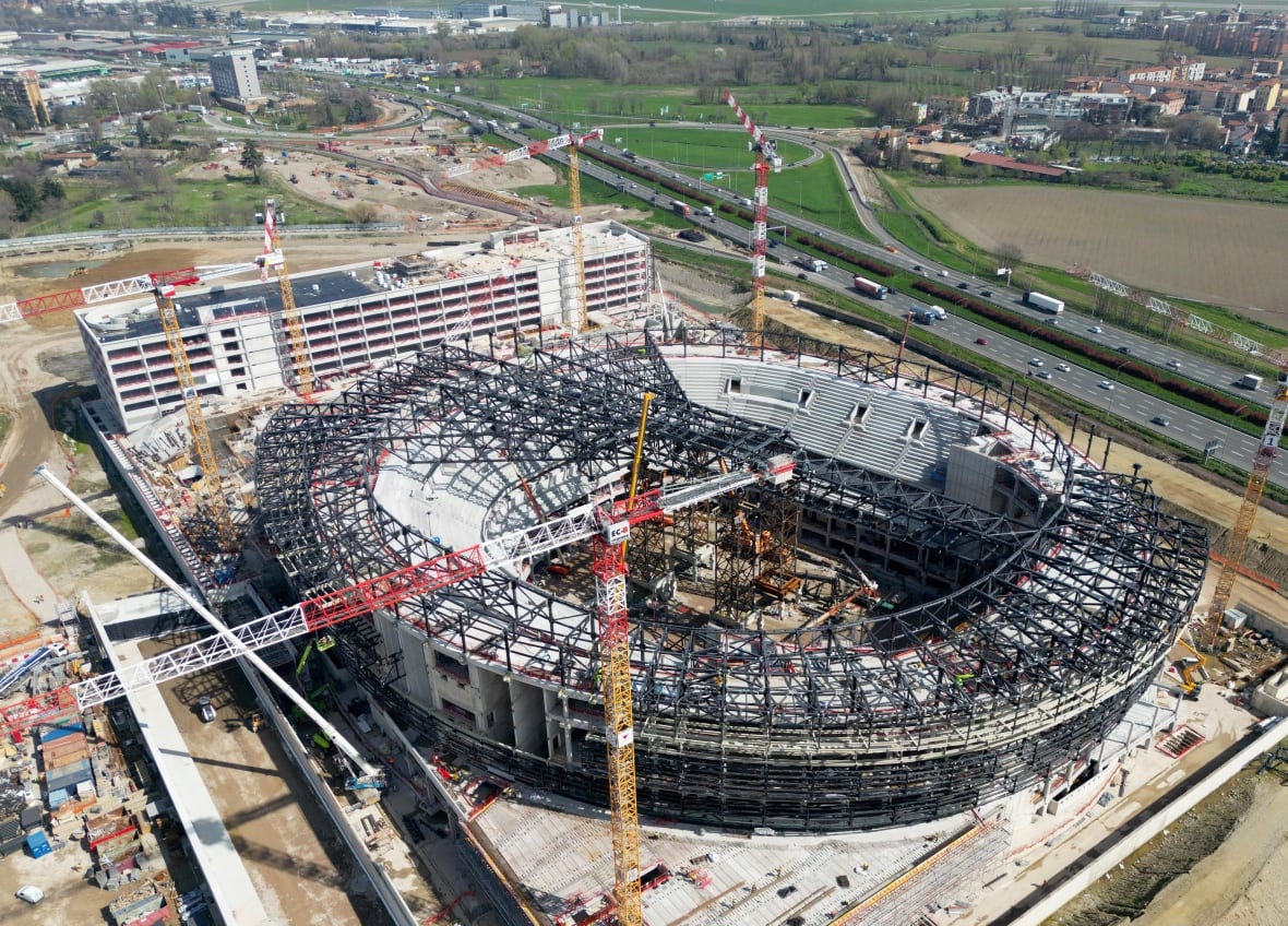 An under-construction building is pictured from above.