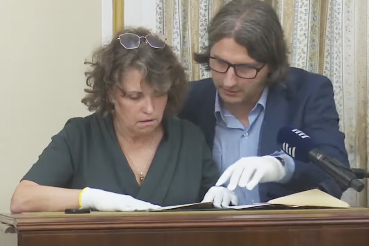 The letter being read for the first time at an event in Lány, Czech Republic, on Friday.