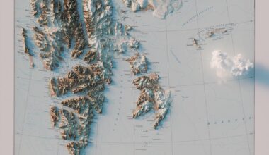 1980 Norsk Polarinstitutt map of Svalbard that I recently 3D rendered with modern elevation/terrain data