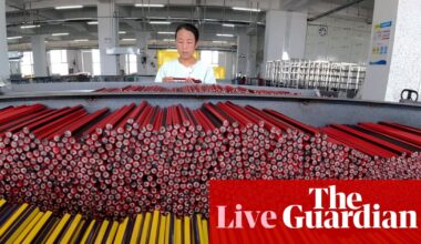 US tariff tensions hit Chinese export growth, slowest in six months; oil prices climb – business live | Business