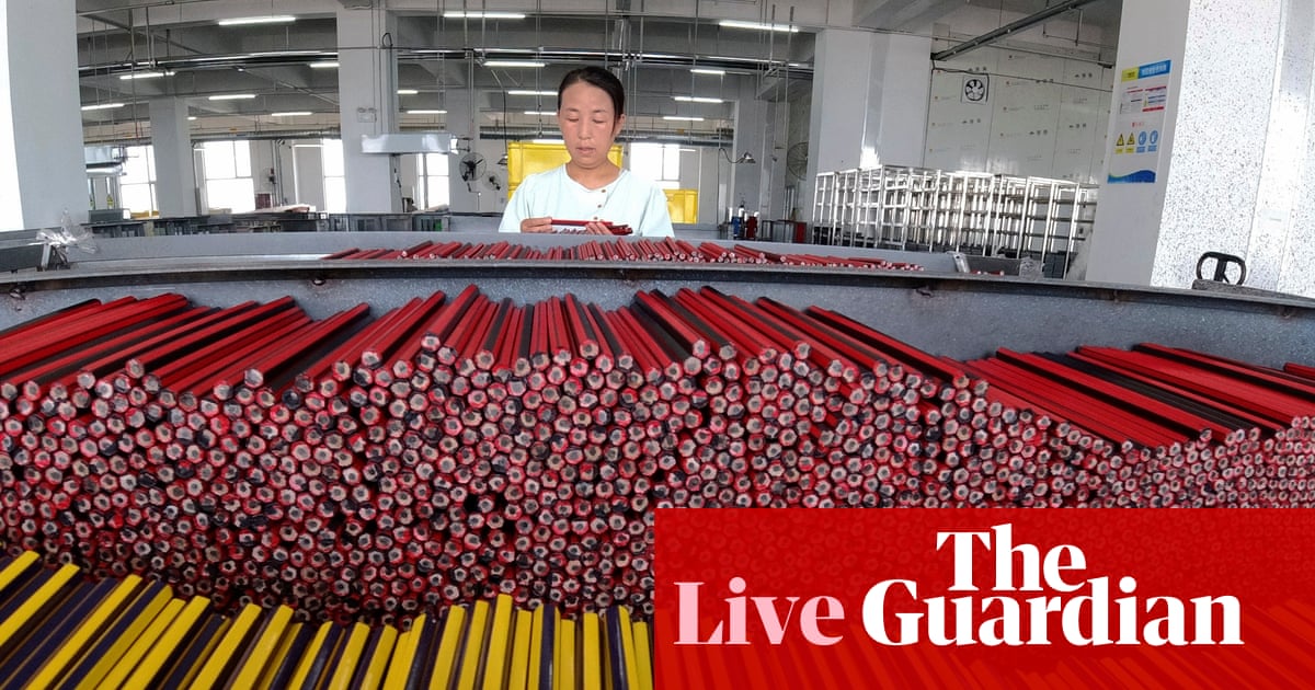 US tariff tensions hit Chinese export growth, slowest in six months; oil prices climb – business live | Business