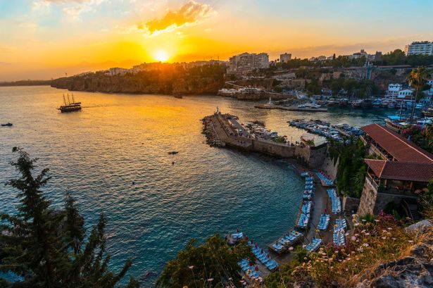 Boats on sea port in Antalya, Turkey.