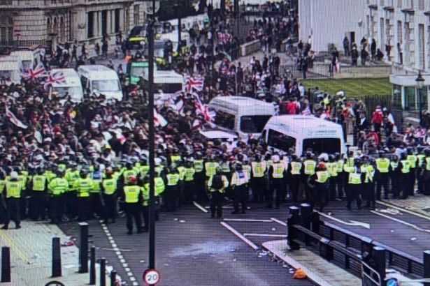 Police officers have been attacked by members of the Unite the Kingdom march
