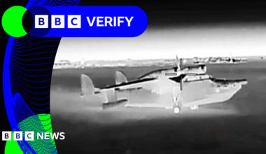 BBC Verify Live: Footage shows apparent drone attack on Russian amphibious planes in Crimea