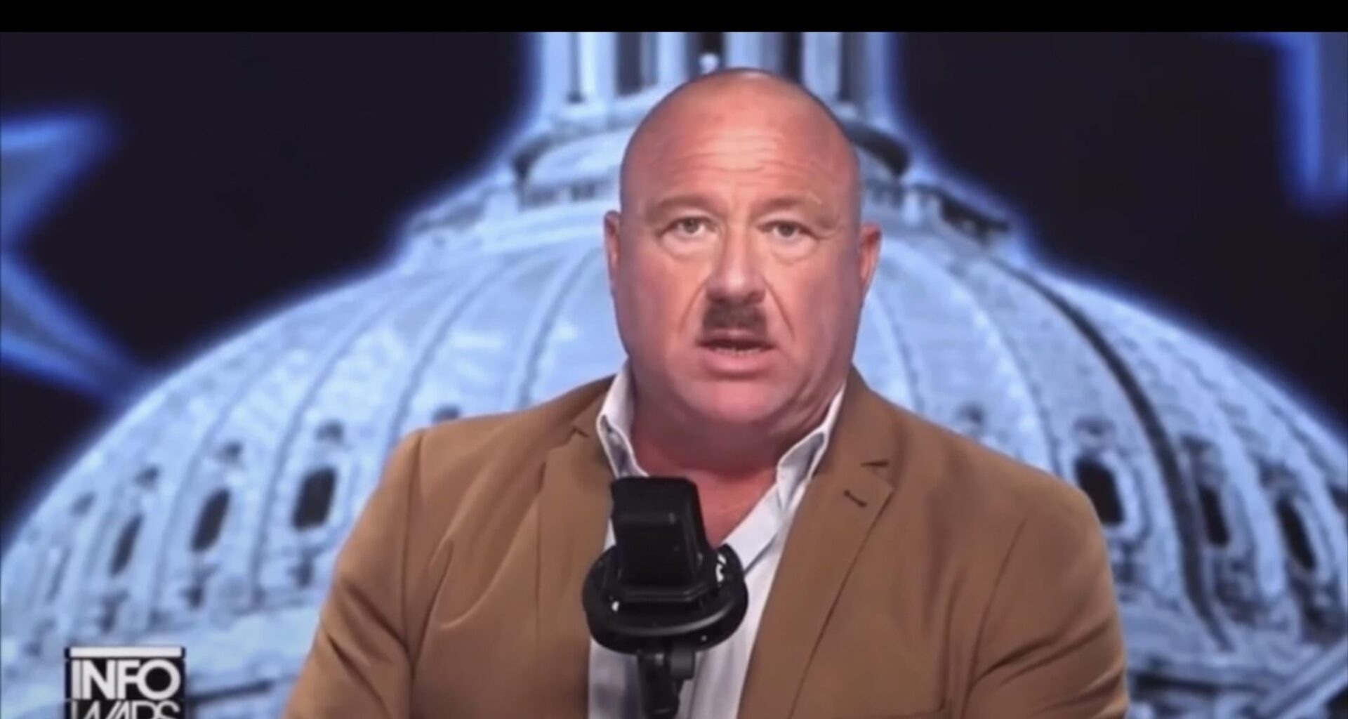 Alex Jones is now unironically sporting a Hitler mustache.