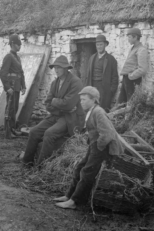 Eviction of Michael Connell, Moyasta , County Clare, Ireland 1888.