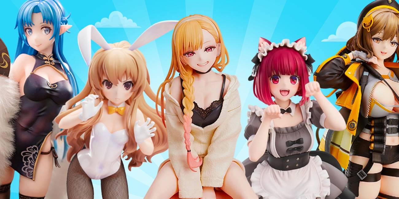 A collection figures on MECCHA Japan including Marin from My Dress-Up Darling