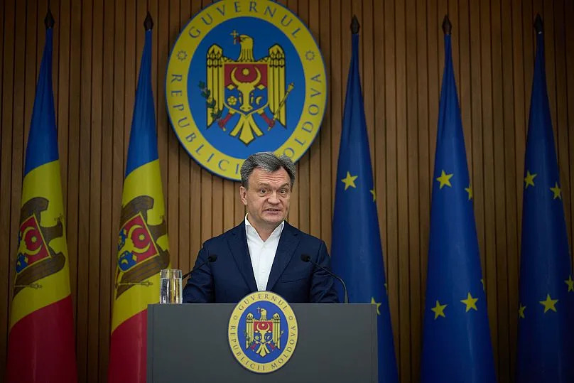 Moldova's Prime Minister Dorin Recean speaks ahead of the parliamentary elections in Chișinău, 24 September, 2025