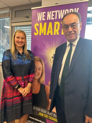 Sarah Moorhouse with the Bank of England governor