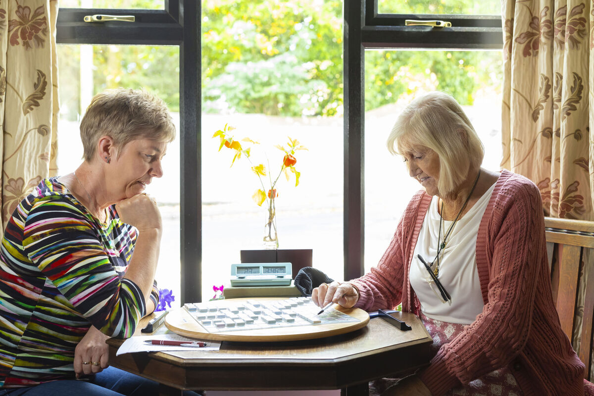  Irish Scrabble Championships tournament director Jennie Frizelle, left, taking on Mary Doyle for a game ahead of the All-Ireland tournament next month in Waterford City. Picture: Patrick Browne