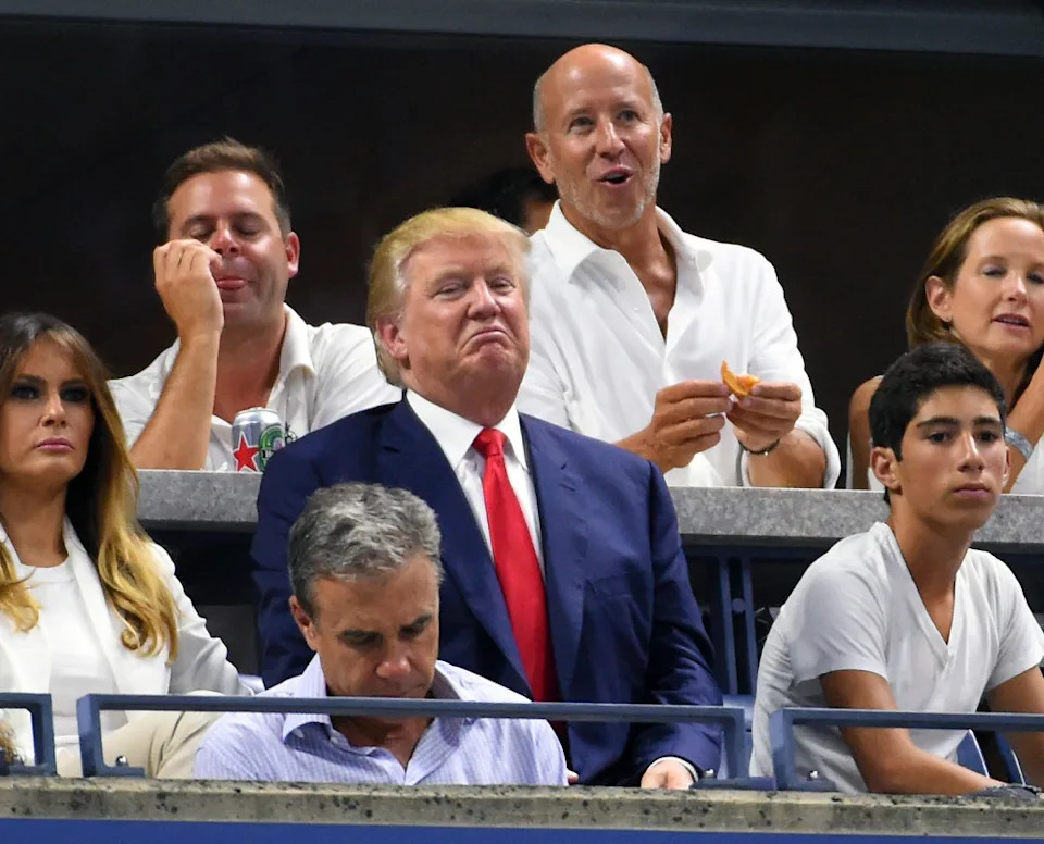 Sep 8, 2015; New York, NY, USA; Donald Trump on day nine of the 2015 U.S. Open tennis tournament at USTA Billie Jean King National Tennis Center. Mandatory Credit: Robert Deutsch-USA TODAY Sports