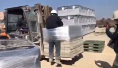 A Sri Lankan worker is tied to bricks and moved by a forklift at a brick factory in Naju, South Jeolla on July 23. [SCREEN CAPTURE]
