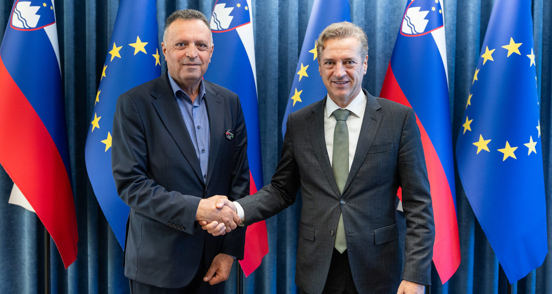 Prime Minister Robert Golob meets with President of the Palestinian Journalists' Syndicate Nasser Abu Baker