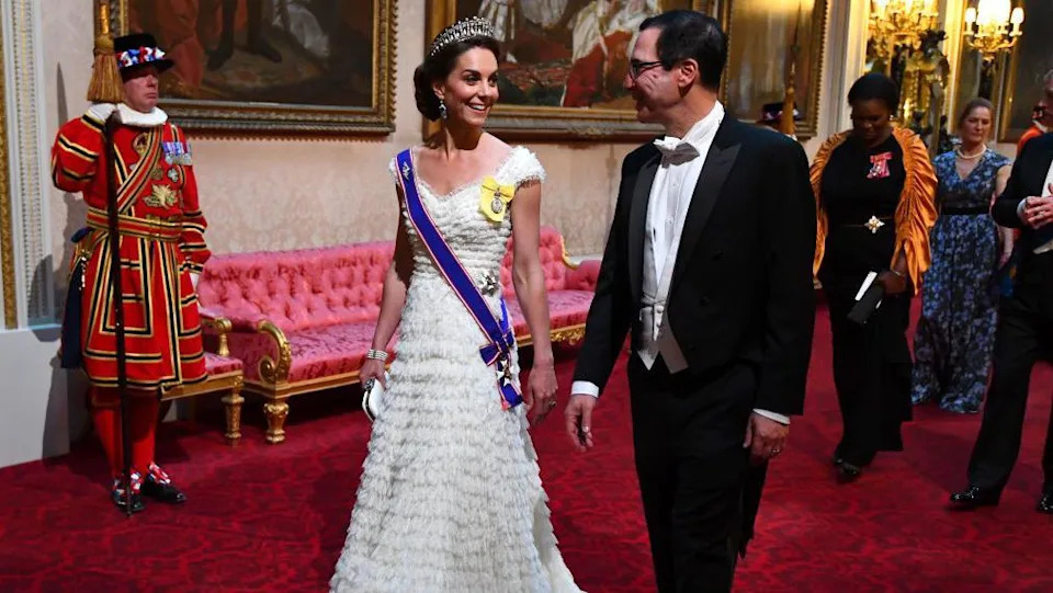 The Princess of Wales at the state banquet for Trump in 2019