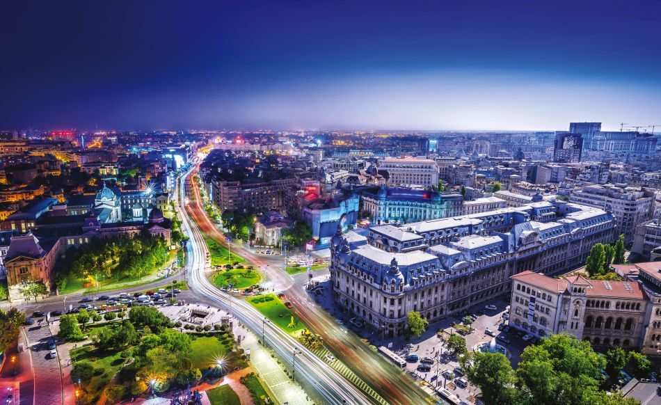 An aerial view of Bucharest