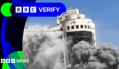 BBC Verify Live: Video shows destruction of fourth Gaza tower block in as many days