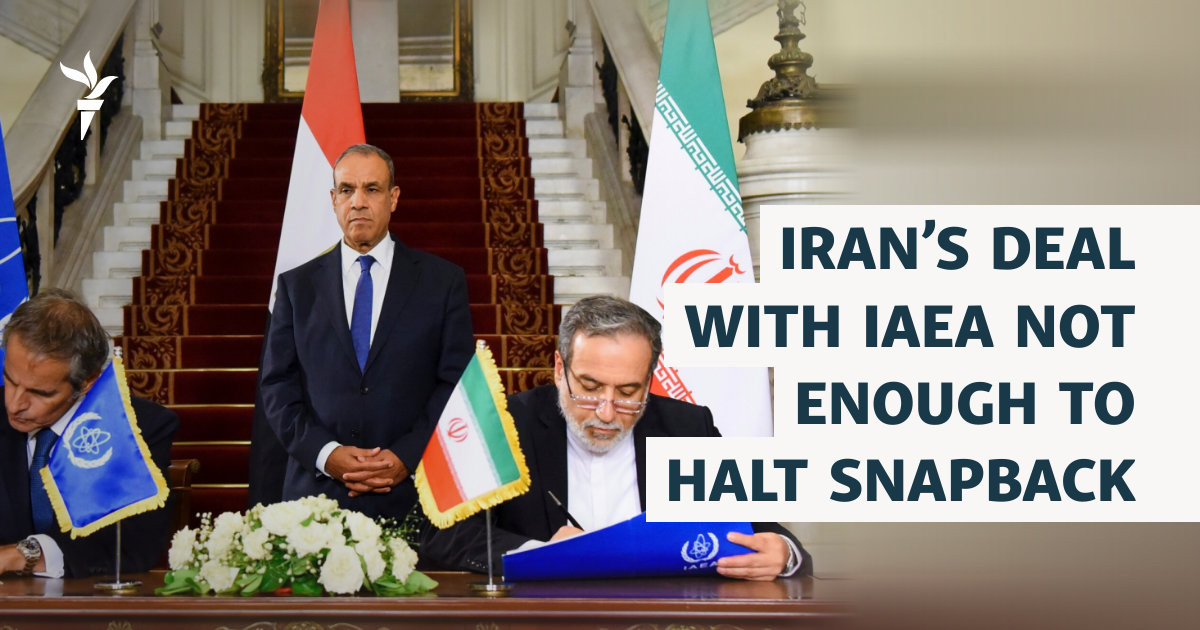 Iran's Deal With UN Nuclear Watchdog Not Enough To Halt Snapback
