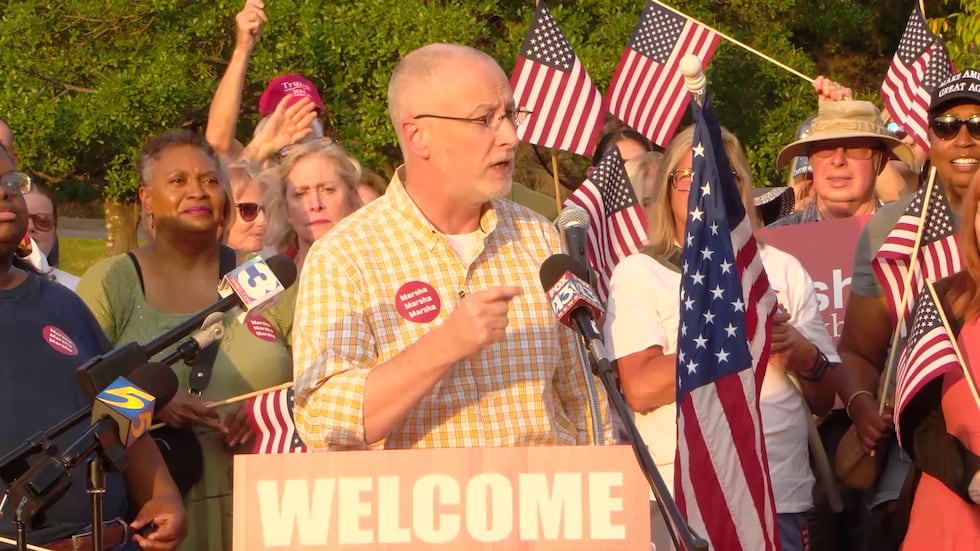 Tennessee Senator Brent Taylor (R-Memphis) at welcome rally for National Guard in Memphis,...