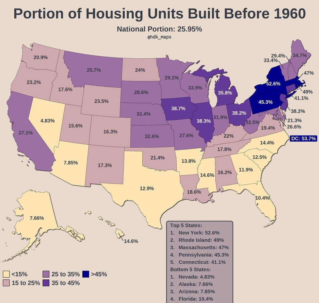 [OC] Portion of Housing Units Built Before 1960
