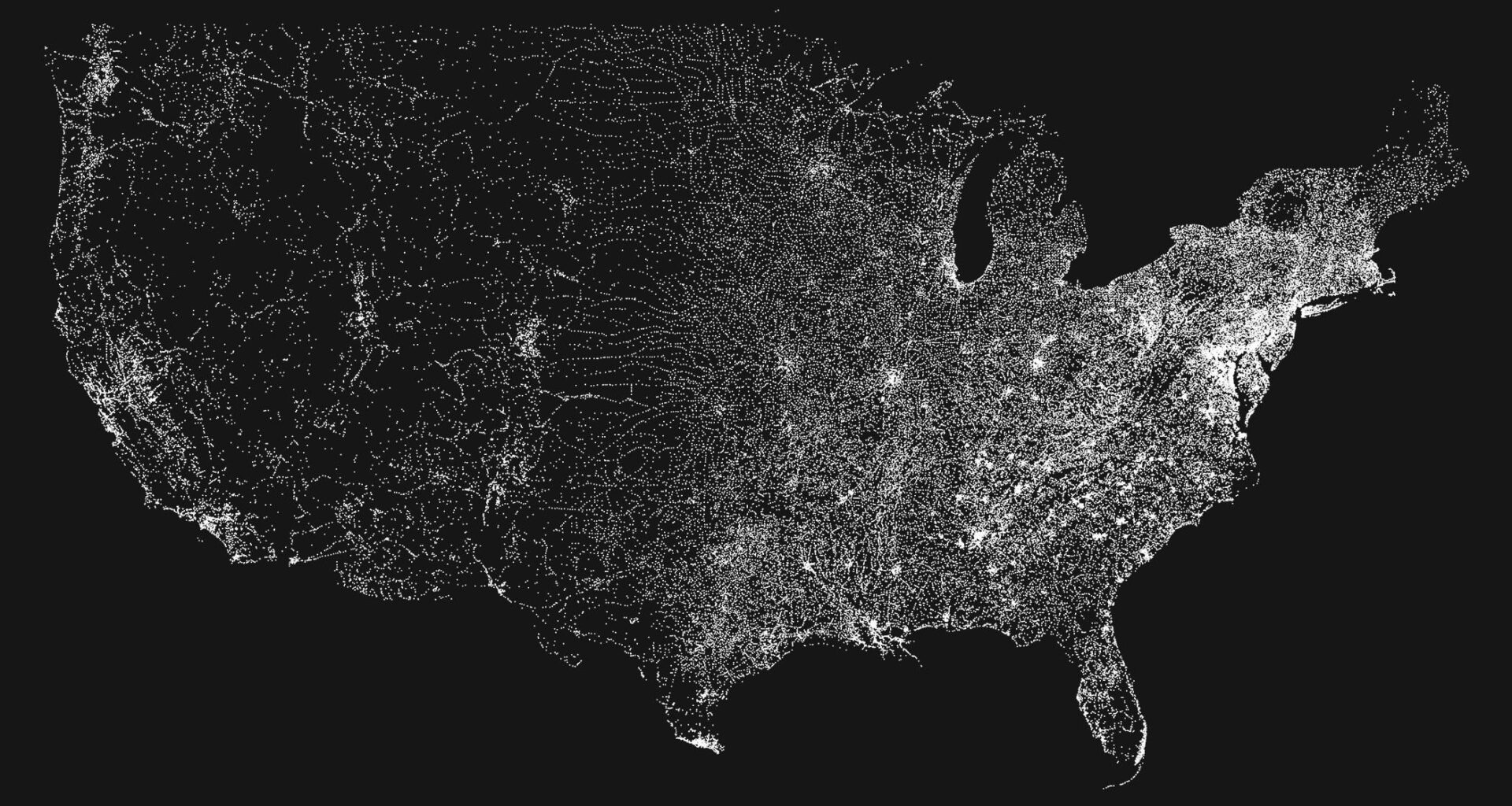[OC] I visualized all 97,000+ localities in the contiguous USA.