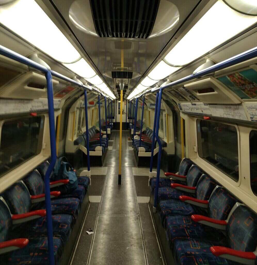 London underground Piccadilly line late at night.