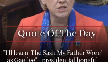 Irish Presidential candidate discloses her Husband was an OO member during the troubles