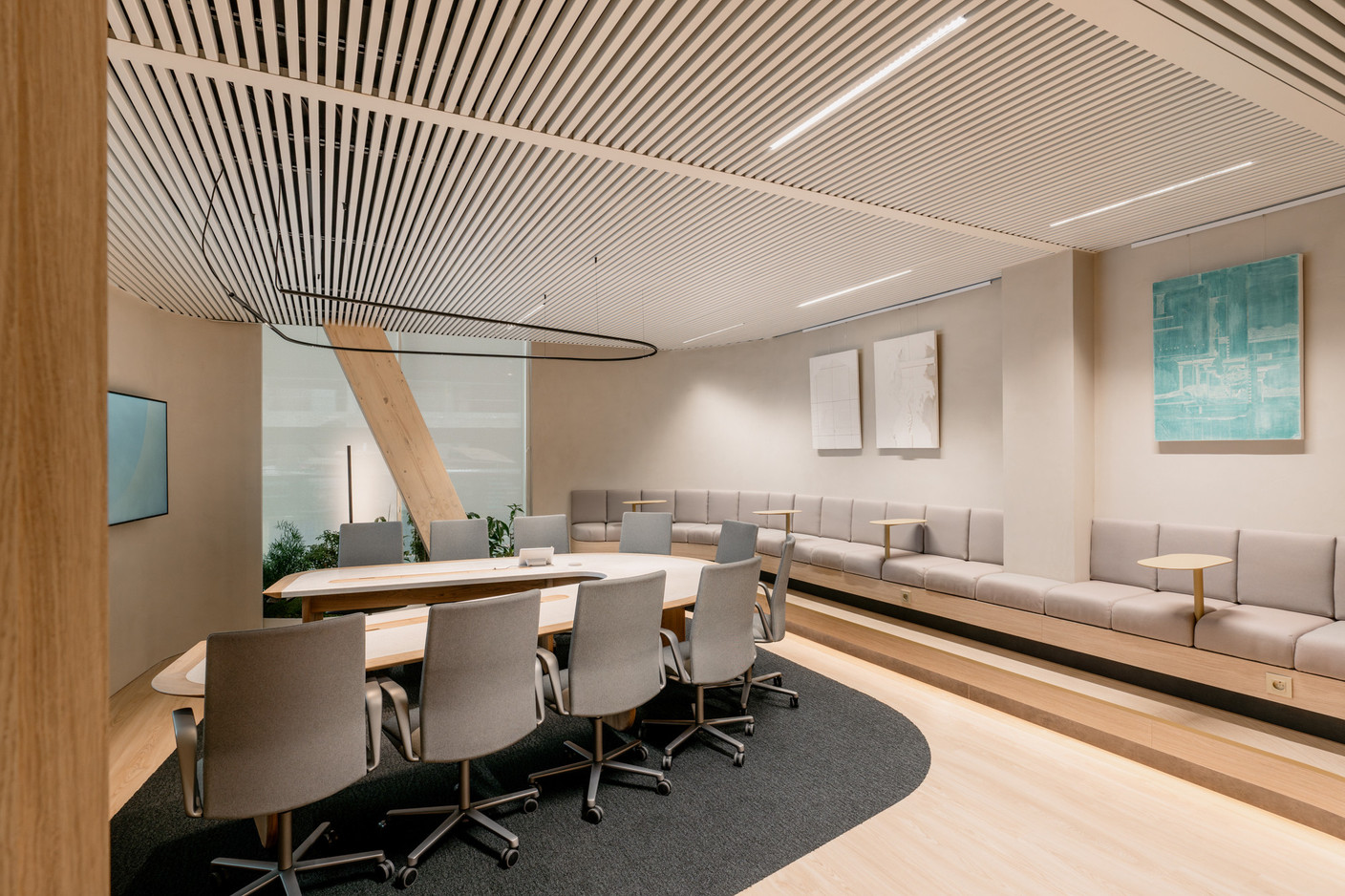 Salle de réunion chez JLL Bruxelles. Tétris Luxembourg