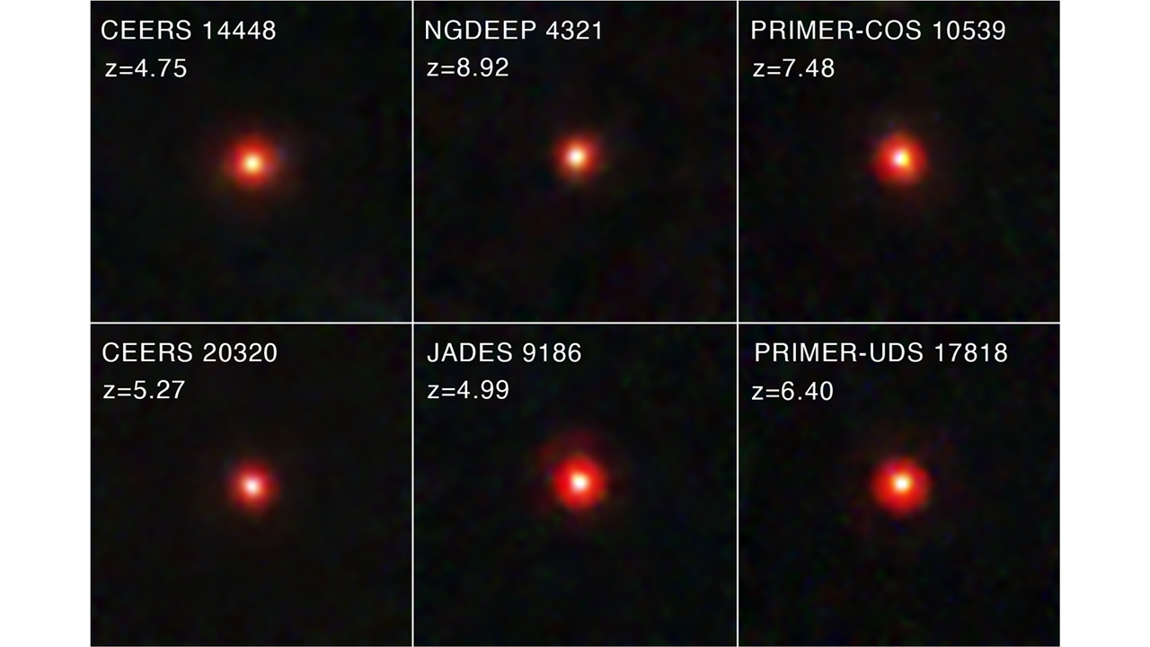 some of the "little red dot" galaxies discovered by the JWST